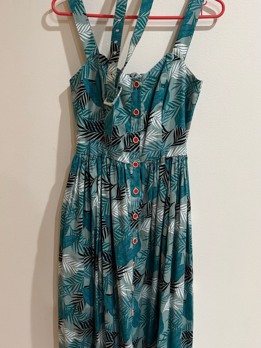 Collectif Teal Tropical Print Midi Dress